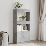 vidaXL Buffet haut gris béton 63x33x140 cm bois d'ingénierie