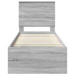 vidaXL Cadre de lit Gris Sonoma 75 x 190 cm Bois de pin massif