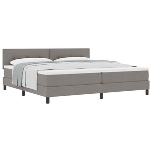 vidaXL Lit à ressorts avec tête de lit Taupe 200 x 200 cm tissu