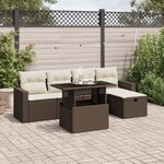 vidaXL Salon de jardin avec coussins 6 Pièces marron résine tressée