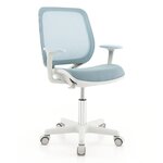 Chaise de bureau pivotante enfants avec hauteur réglable 80-92cm siège à roulettes enfants avec dossier &amp; accoudoirs ergonomique pour 6-15 ans bleu 20_0005689
