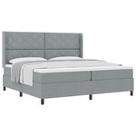 vidaXL Lit à ressorts avec matelas Gris clair 200 x 200 cm tissu