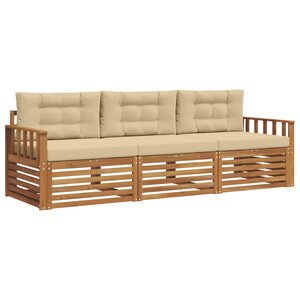 vidaXL Ensemble de canapés d'extérieur 3 pc Naturel et Beige