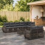 vidaXL Ensemble de canapé de jardin 9 pc Gris et Gris foncé polyrotin