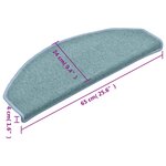 vidaXL Tapis de marches d'escalier 15 Pièces Bleu 65x24x4 cm