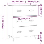 vidaXL Commode gris béton 69 5 x 34 x 90 cm bois d'ingénierie