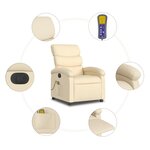 vidaXL Fauteuil inclinable de massage électrique crème tissu