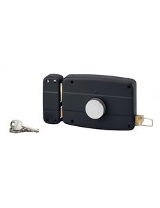 THIRARD - Serrure en applique à bouton pour porte de garage à battant gauche 140x90mm axe 70mm noir 3 clés - THIRARD