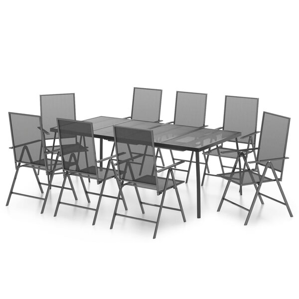 vidaXL Ensemble à manger de jardin 9 Pièces anthracite acier