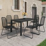 vidaXL Ensemble à manger de jardin 7 Pièces PVC résine tressée noir