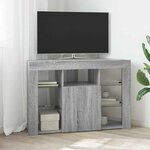 vidaXL Meuble TV LED d'Angle Gris Sonoma 106 x 40 x 68 cm
