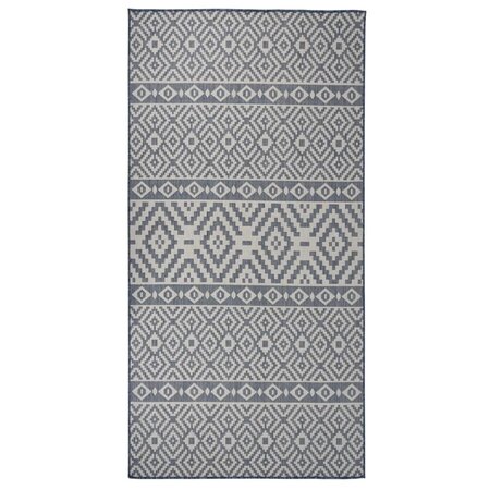 vidaXL Tapis à tissage plat d'extérieur 100x200 cm Rayures bleues