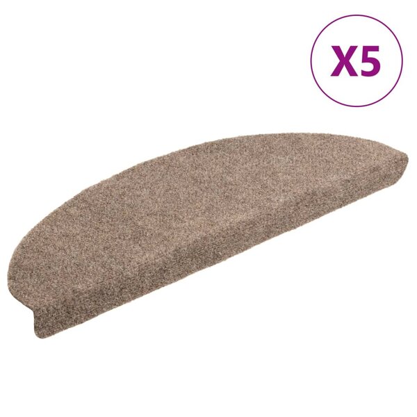 vidaXL Tapis autoadhésifs de marches 5 Pièces Crème 65x21x4 cm Aiguilleté