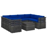 vidaXL Salon palette de jardin 9 Pièces avec coussins Bois de pin massif
