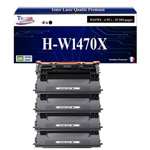 T3AZUR - 4x Toners compatibles avec HP W1470X (147X) pour HP LaserJet Enterprise Flow MFP M634h  M635z  M636z