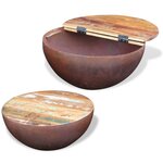 vidaXL Ensemble de 2 tables basses Bois de récupération massif