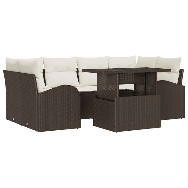 vidaXL Ensemble de canapé de jardin 7 Pièces Marron 100 x 55 x 73 cm