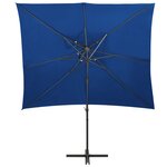 vidaXL Parasol déporté à double toit Bleu azuré 250x250 cm