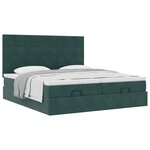 vidaXL Cadre de lit ottoman avec matelas vert foncé 200x200 cm velours
