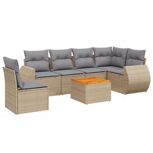 vidaXL Salon de jardin avec coussins 7 Pièces beige résine tressée