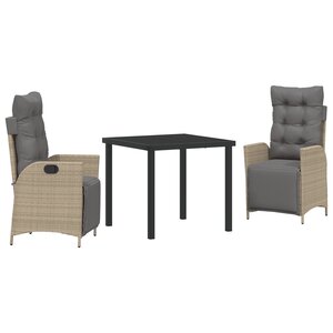 vidaXL Ensemble de jardin de 3 pièces en beige Poly Rattan