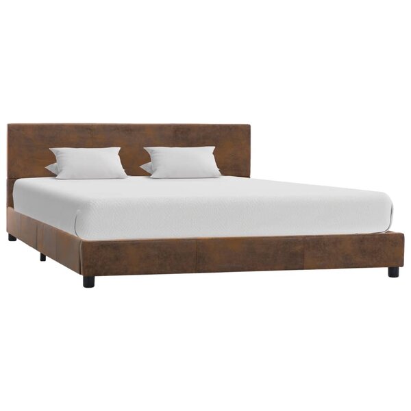 vidaXL Cadre de lit sans matelas marron similicuir daim 120x200 cm