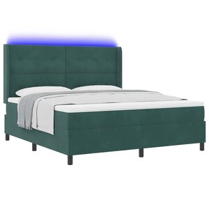 vidaXL Lit à ressorts avec matelas Vert foncé 180 x 200 cm Velours