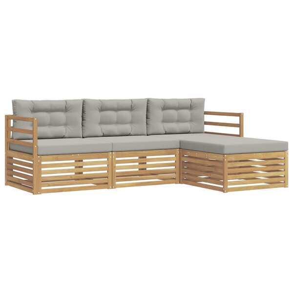 vidaXL Ensemble de canapés d'extérieur 4 pc Blanc et gris clair