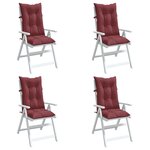vidaXL Coussins de chaise dossier haut lot de 4 rouge bordeaux mélangé