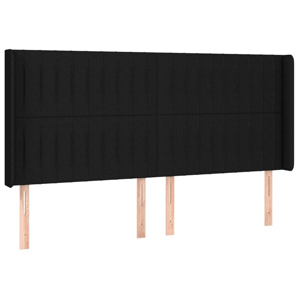 vidaXL Tête de lit avec oreilles Noir 163x16x118/128 cm Tissu