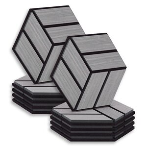 10 Panneaux muraux 30x26 hexagone gris bois