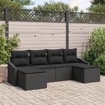 vidaXL Ensemble de canapé de jardin 6 pièces avec coussins en poly rattan noir