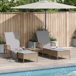 vidaXL Chaise longue avec coussin 2 Pièces Beige 35 x 35 x 32cm polyrotin