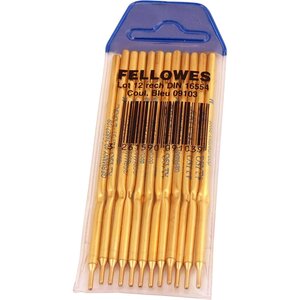 Lot de 12 recharges stylo bille sur Socle Pointe Fine bleu FELLOWES