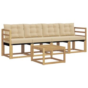 vidaXL Ensemble de canapés d'extérieur 5 Pièces Blanc et Beige