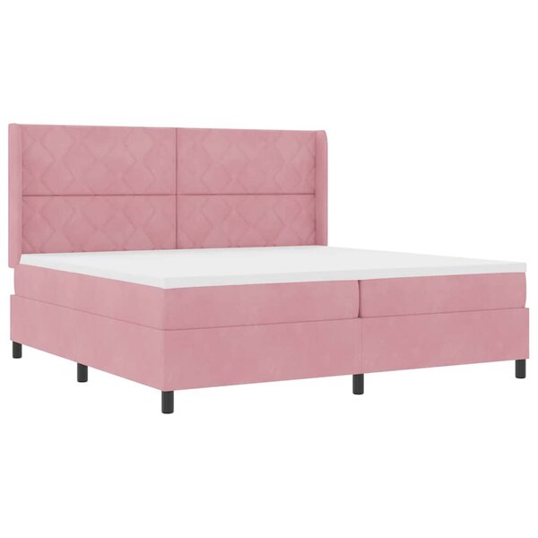 vidaXL Lit à Ressorts avec Matelas LED Rose 200 x 200 cm Velours