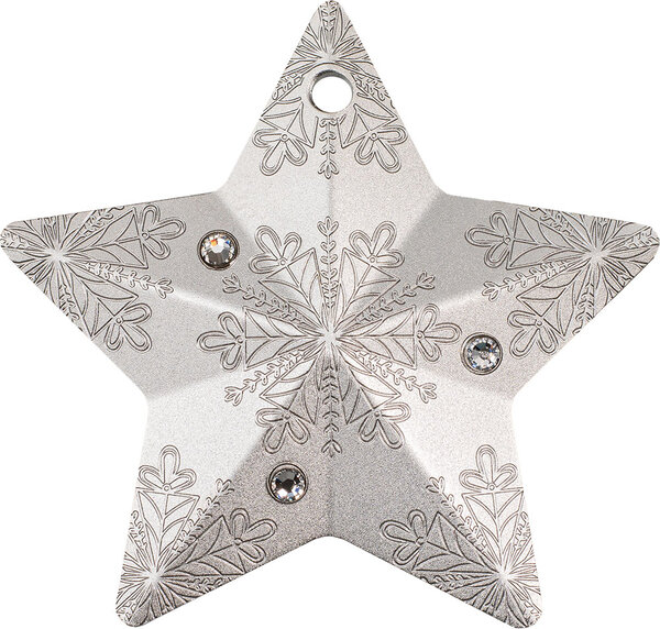 Pièce de monnaie en Argent 5 Dollars g 31.1 (1 oz) Millésime 2023 Holiday Ornament SNOWFLAKE STAR
