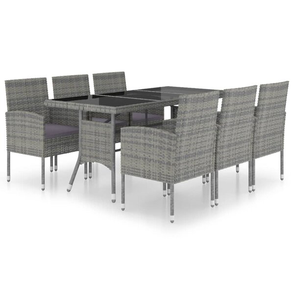 vidaXL Ensemble à Manger de jardin 7Pièces Résine tressée Anthracite gris