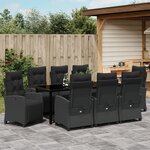 vidaXL Set de salle à manger de jardin de 9 pièces en rotin poly noir