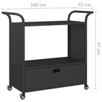 vidaXL Chariot de bar avec tiroir Noir 100x45x97 cm Résine tressée
