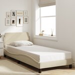 vidaXL Cadre de lit avec tête de lit sans matelas crème 80x200cm tissu