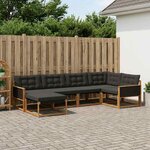 vidaXL Ensemble de canapés d'extérieur 6 Pièces Naturel et noir