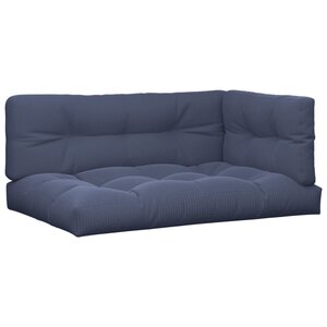 vidaXL Coussins palette lot de 3 tissu bleu marine