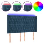 vidaXL Tête de lit à LED Bleu foncé 147x16x118/128 cm Velours