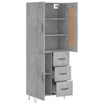 vidaXL Buffet haut Gris béton 69 5x34x180 cm Bois d'ingénierie