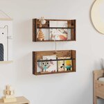 vidaXL Étagère à magazines 2 Pièces Bois ancien 60 x 12 x 30 cm