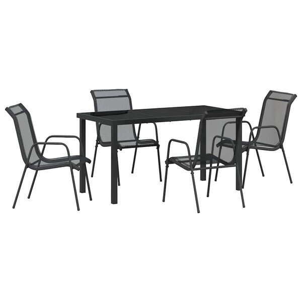 vidaXL Ensemble de salle à manger pour jardin 5 Pièces Noir