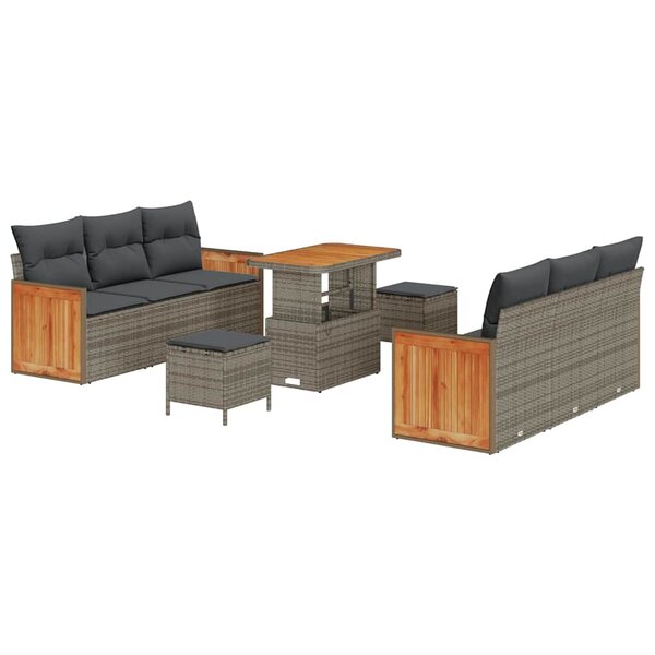 vidaXL Ensemble de canapé de jardin 9 Pièces Gris 90 x 55 x 71 cm