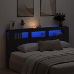 vidaXL Tête de lit LED avec étagère Chêne noir 200 x 18.5 x 103.5 cm