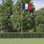 vidaXL Drapeau de la France et mât 6 08 m Aluminium